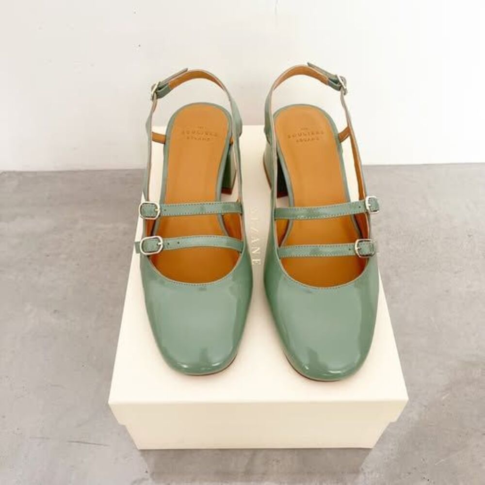 Sezane Paula Babies Sage Green Patent Size 8 NIB